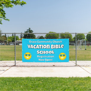 Lona Banner Sunshine de la Escuela de Biblia personaliz