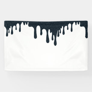 Lona Banner Superior de Goteo de Carbón – Moderno Negro