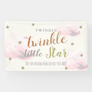 Lona Banner Twinkle Little Star Pink Baby Shower