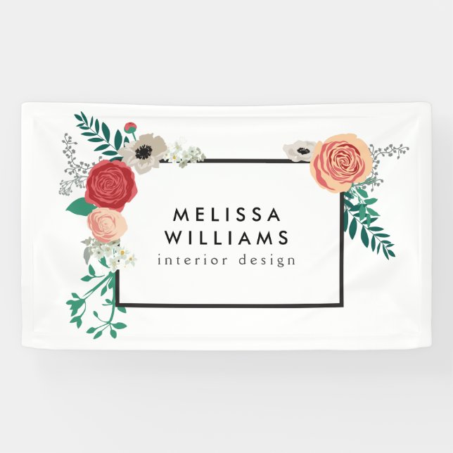 Lona Banner Vintage de Motif Floral Moderno (Horizontal)