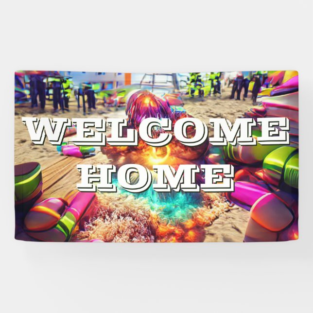 Lona Banner Vinyl personalizado del hogar de bienvenida (Horizontal)