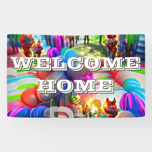Lona Banner Vinyl personalizado del hogar de bienvenida (Horizontal)