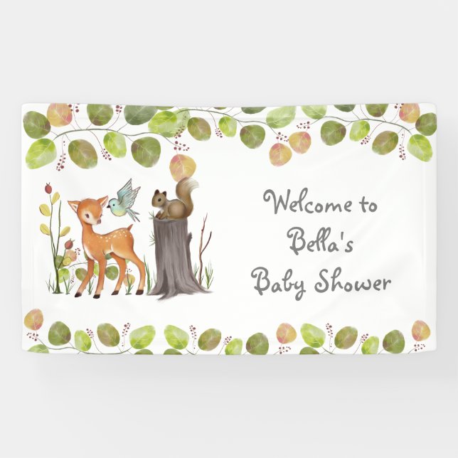 Lona Banners Baby Shower de Woodland Animals (Horizontal)