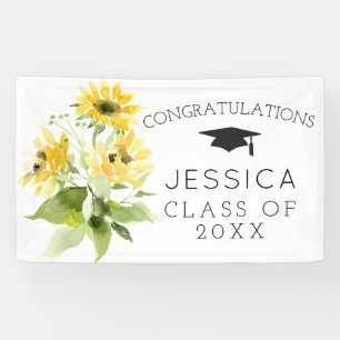 Lona Banners de graduación de Bouquet de girasol rústic