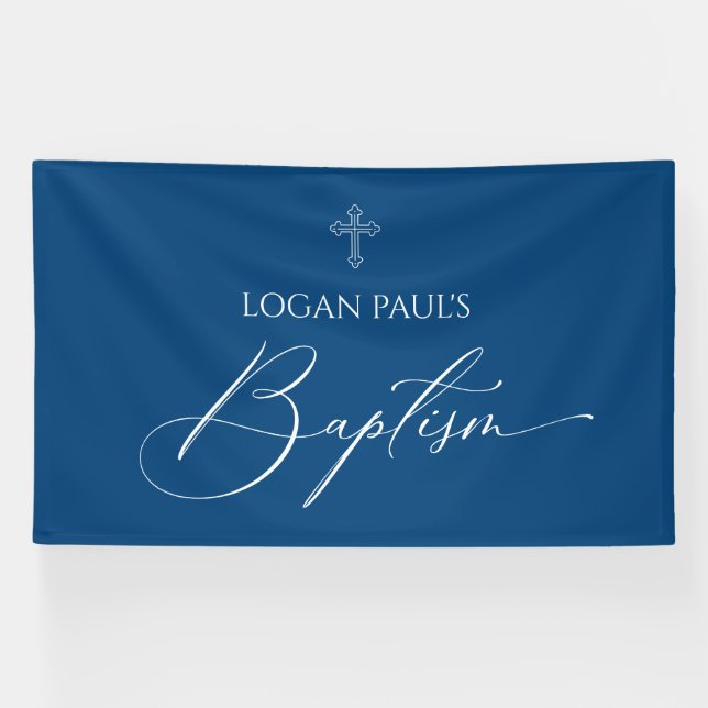 Lona Baptism Blue banner backdrop  (Horizontal)