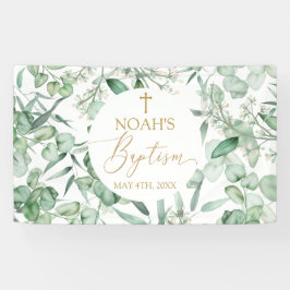 Lona Baptism Eucalyptus leaves greenery Banner