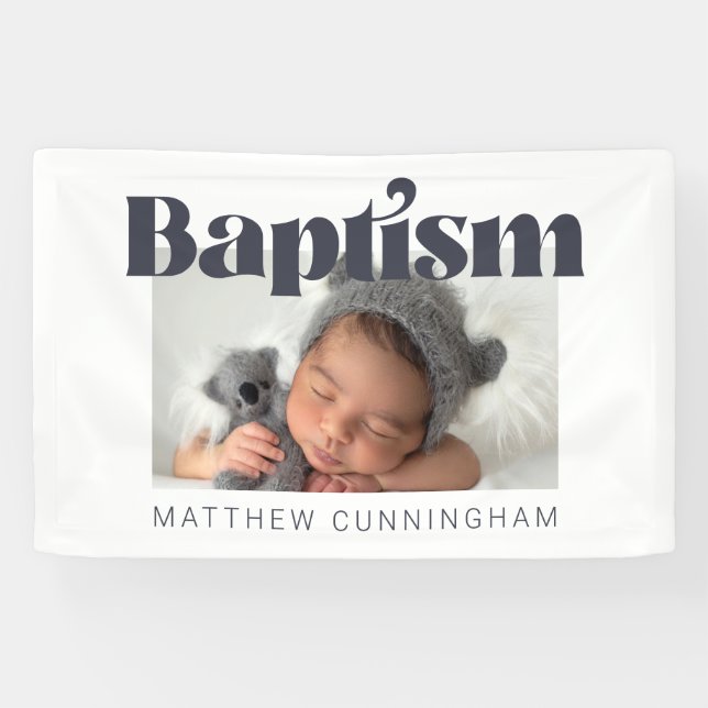 Lona Baptism Modern Bold Simple Foto Gracias (Horizontal)