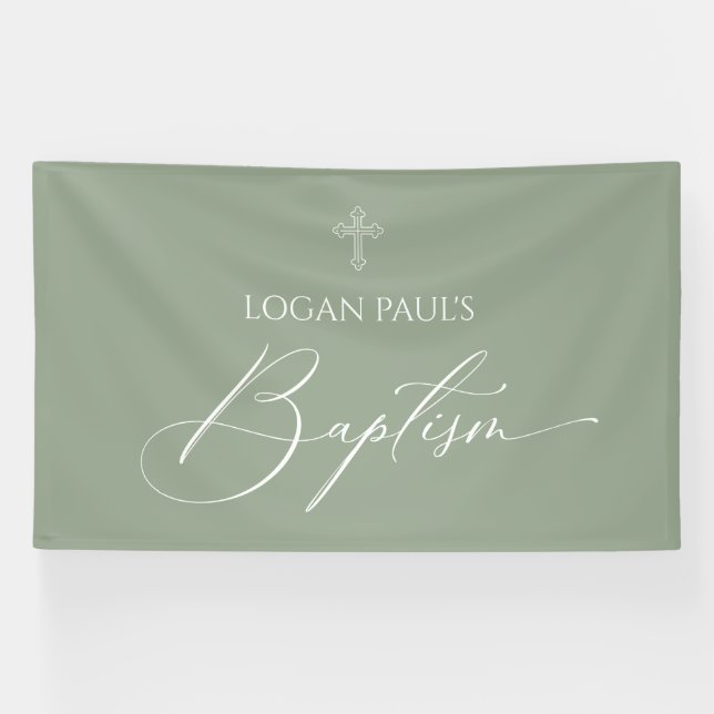 Lona Baptism Sage banner backdrop  (Horizontal)