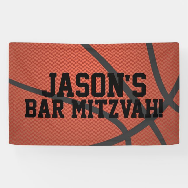 Lona Bar de baloncesto personalizado Mitzvah (Horizontal)