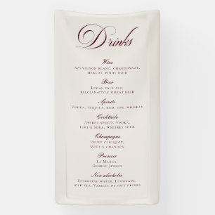 Lona Bar de Bebidas de Boda con Caligrafía Clásica de B
