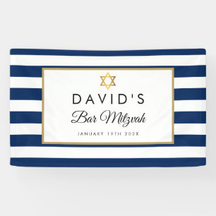 Lona Bar Mitzvah Azul Marino Blanco Raya Dorado