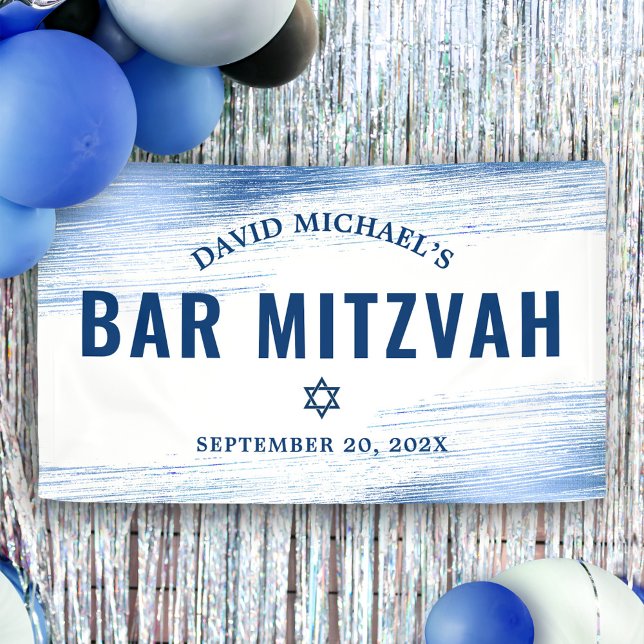 Lona Bar Mitzvah Relieve metalizado azul negrita de la  (Subido por el creador)