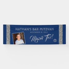 Lona Bar Mitzvah Silver Bienvenida Azul Mazel Tov Grand