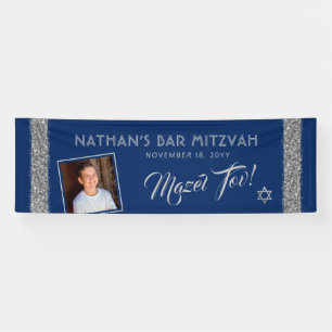 Lona Bar Mitzvah Silver Bienvenida Azul Mazel Tov Grand