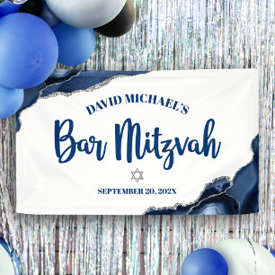 Lona Bar Mitzvah Simple Moderno Azul Marino Ágata Scrip