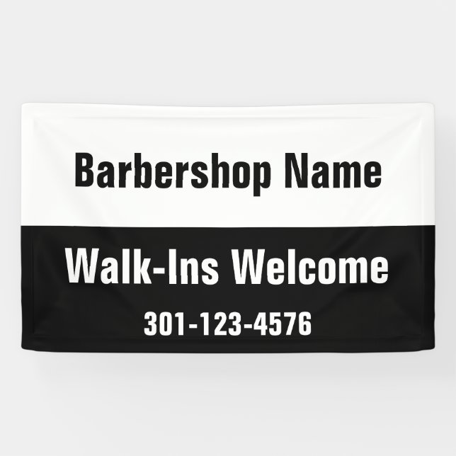 Lona Barbershop Walk-Ins Bienvenido Plantilla Blanca Ne (Horizontal)