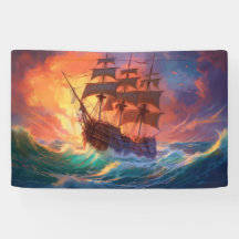 Barco De Navegación En El Mar De Tormenta