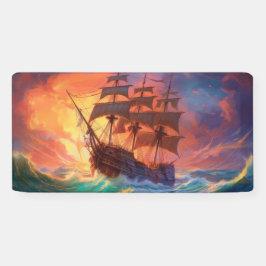 Lona Barco De Navegación En El Mar De Tormenta