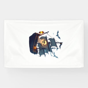 Lona Barco Fantasma Pirata � Camiseta de Halloween Espe