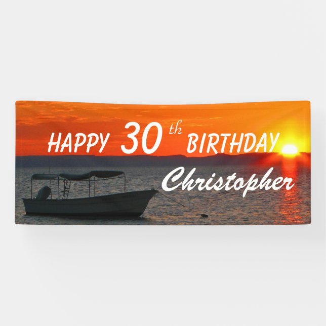 Lona Barco pesquero personalizado 30.º 35 cumpleaños (Horizontal)