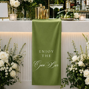 Lona Barra abierta de boda de caligrafía verde marfil c