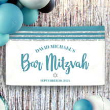 Barra Mitzvah Moderno Verde azulado Plata Tallit n