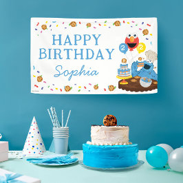 Lona Barrio Sésamo | Cookie Monster Feliz Cumpleaños