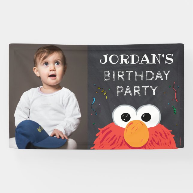 Lona Barrio Sésamo | Elmo Birthday Chalkboard (Horizontal)