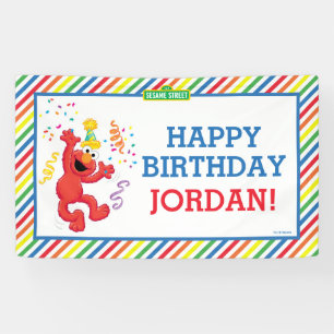 Lona Barrio Sésamo Elmo - Cumpleaños del Arcoiris