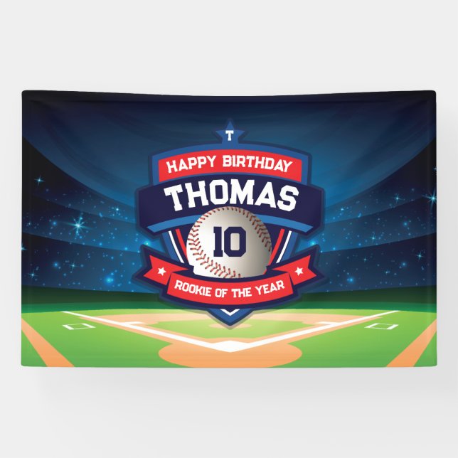 Lona Baseball Birthday banner backdrop  (Horizontal)