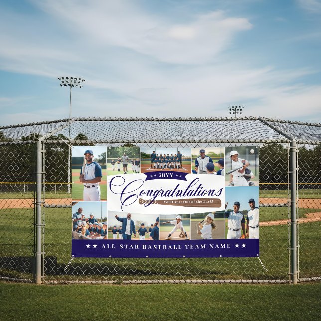 Lona Baseball Season Team Congratulations Photo Collage (Baseball Season Team Congratulations Photo Collage Banner)