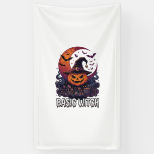 Lona Básica Bruja Halloween Calabaza Luna Creciente Cal
