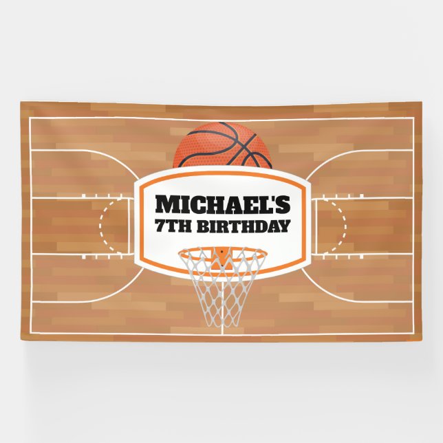 Lona Basketball Birthday Banner backdrop (Horizontal)