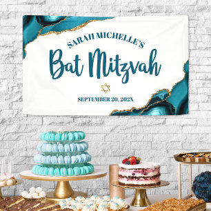 Lona Bat Mitzvah Ágata Moderna Turquesa Dorada Escritur
