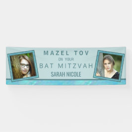 Lona Bat Mitzvah Blue Opal Mazel Tov Añadir la foto