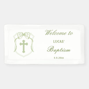 Lona Bautismo Escudo Sage Green Bow