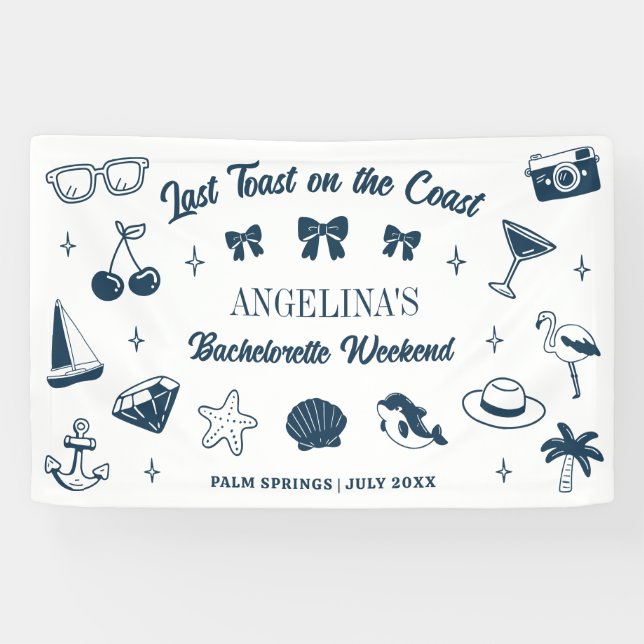 Lona Beach Bachelorette Party Last Toast Doodle Art (Horizontal)
