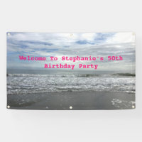 Beach Ocean Sky Pink Blue Photo Birday Party