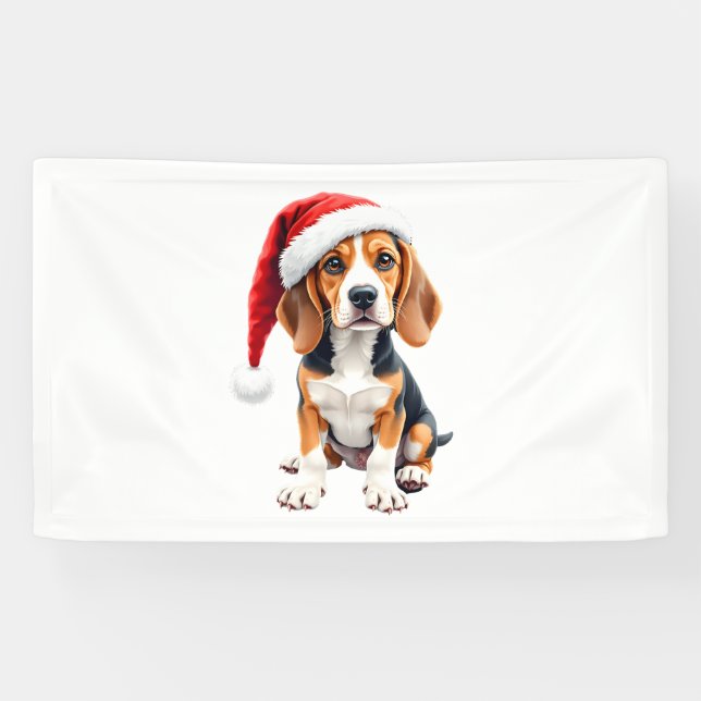 Lona Beagle Navidades Perro camiseta de manga larga (Horizontal)