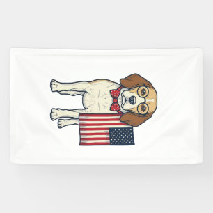 Lona Beagle Patriótico con Bandera Arte Vectorial Vinta