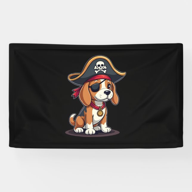 Lona Beagle Pirate Costume Jolly Roger Bandera Cruz de  (Horizontal)