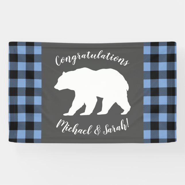 Lona Bear Baby Shower Boy Blue (Horizontal)