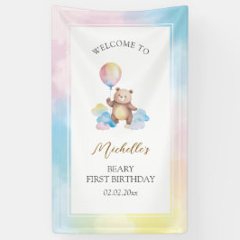 Lona Bear Balloon Clouds Beary First Birthday Welcome