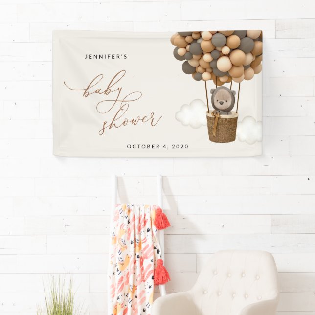 Lona Bear de peluche, globos marrones, bienvenida a Bab (In situ)