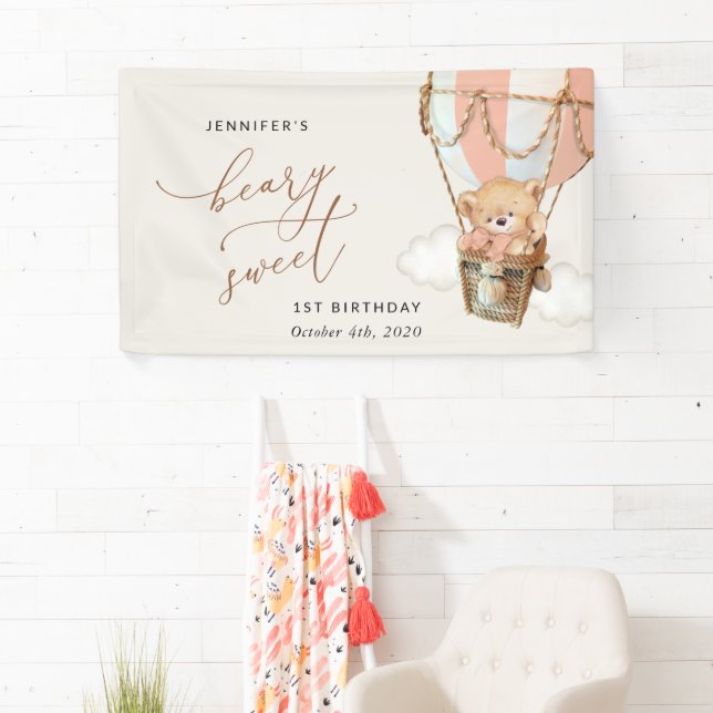 Lona Bear, Globo De Aire Caliente Rosa, Bienvenida De P (In situ)