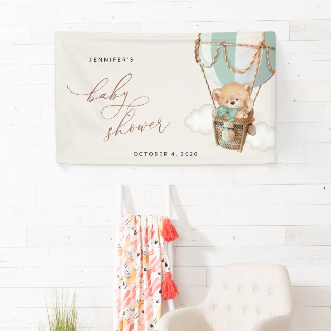 Lona Bear, globo de aire caliente verde, bienvenida Bab (In situ)