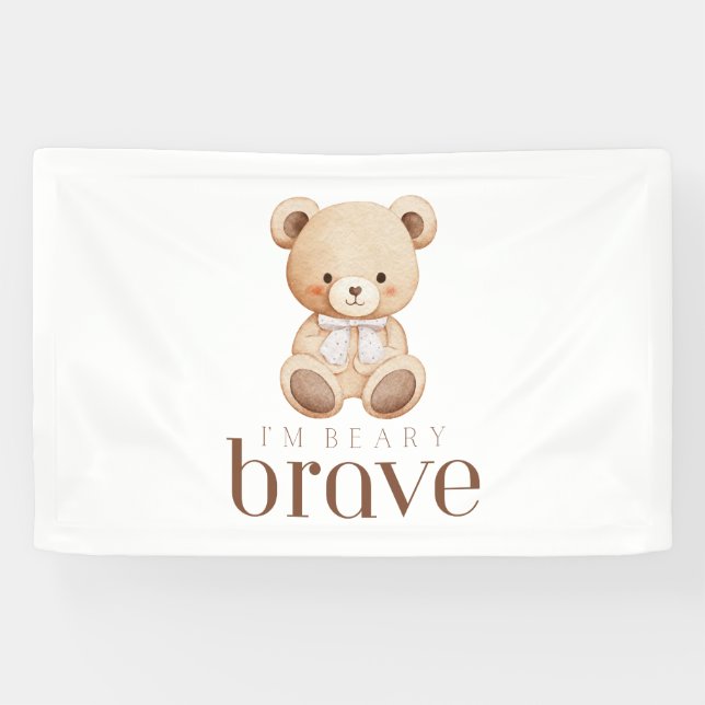 Lona beary brave childhood cancer sick kids cute sign (Horizontal)