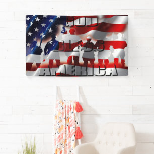 Lona Beautiful Patriotic God Bless America House Flag