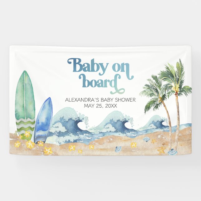 Lona Bebé a bordo de Baby Shower Beach (Horizontal)