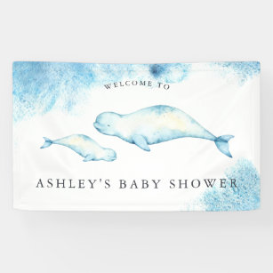 Lona Bebé Beluga  Banner de bienvenida de Ocean Baby Sh